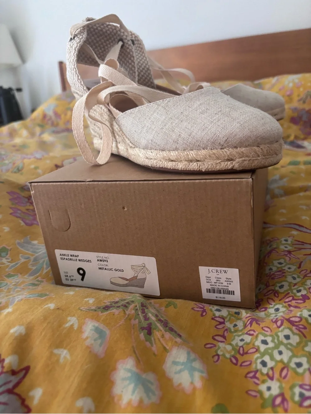 J. Crew Natural Canvas Espadrille Tie Sandals